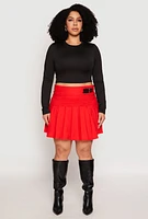 Womens Plus High Waisted Pleated Skirt,