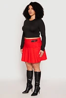 Womens Plus High Waisted Pleated Skirt,