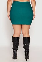 Womens Plus Graphic Color Blocked Zip Front Skirt, Multi,