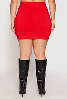 Womens Plus Graphic Color Blocked Zip Front Skirt, Multi,