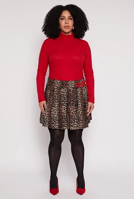 Womens Plus Printed Pleated Skirt,