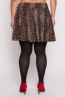 Womens Plus Size Printed Pleated Skirt, Brown, Size 2X