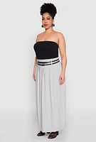 Womens Plus Size Double Belted Side Slit Pleated Skirt, Grey, Size 1X