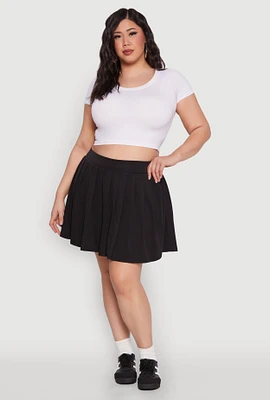 Womens Plus Size Pleated Tennis Skirt, Black, Size 3X