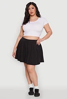 Womens Plus Size Pleated Tennis Skirt, Black, Size 3X