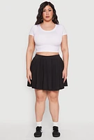 Womens Plus Size Pleated Tennis Skirt, Black, Size 3X