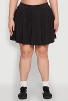 Womens Plus Size Pleated Tennis Skirt, Black, Size 3X