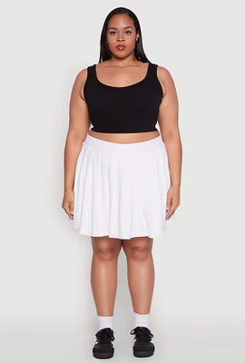 Womens Plus Pleated Tennis Skirt, White,