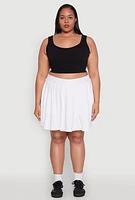 Womens Plus Pleated Tennis Skirt, White,