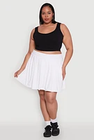Womens Plus Pleated Tennis Skirt, White,