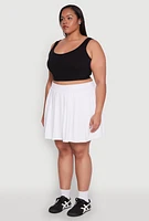 Womens Plus Pleated Tennis Skirt, White,