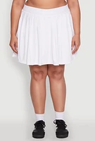 Womens Plus Pleated Tennis Skirt, White,