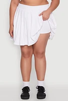 Womens Plus Pleated Tennis Skirt, White,