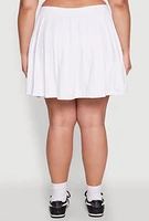 Womens Plus Pleated Tennis Skirt, White,