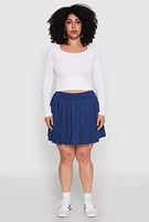 Womens Plus Pleated Tennis Skirt, Blue,