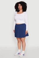 Womens Plus Pleated Tennis Skirt, Blue,