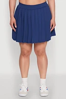 Womens Plus Pleated Tennis Skirt, Blue,