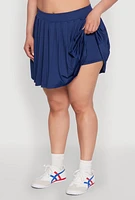 Womens Plus Pleated Tennis Skirt, Blue,
