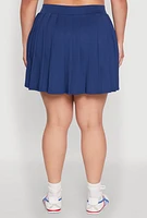 Womens Plus Pleated Tennis Skirt, Blue,
