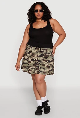 Womens Plus Size Printed Pattern Pleated Skirt, Multi, Size 1X