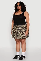 Womens Plus Size Printed Pattern Pleated Skirt, Multi, Size 1X