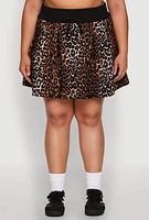 Womens Plus Size Printed Pattern Pleated Skirt, Brown, Size 2X