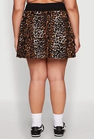 Womens Plus Size Printed Pattern Pleated Skirt, Brown, Size 2X