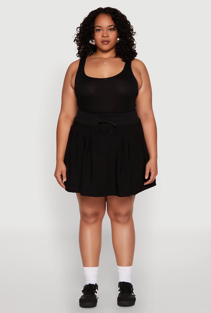 Womens Plus Pleated High Waisted Circle Skirt, 3X