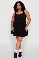Womens Plus Pleated High Waisted Circle Skirt, 3X