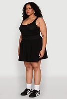 Womens Plus Pleated High Waisted Circle Skirt, 3X