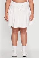 Womens Plus Size Pleated High Waisted Circle Skirt, White, Size 1X