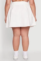 Womens Plus Size Pleated High Waisted Circle Skirt, White, Size 1X