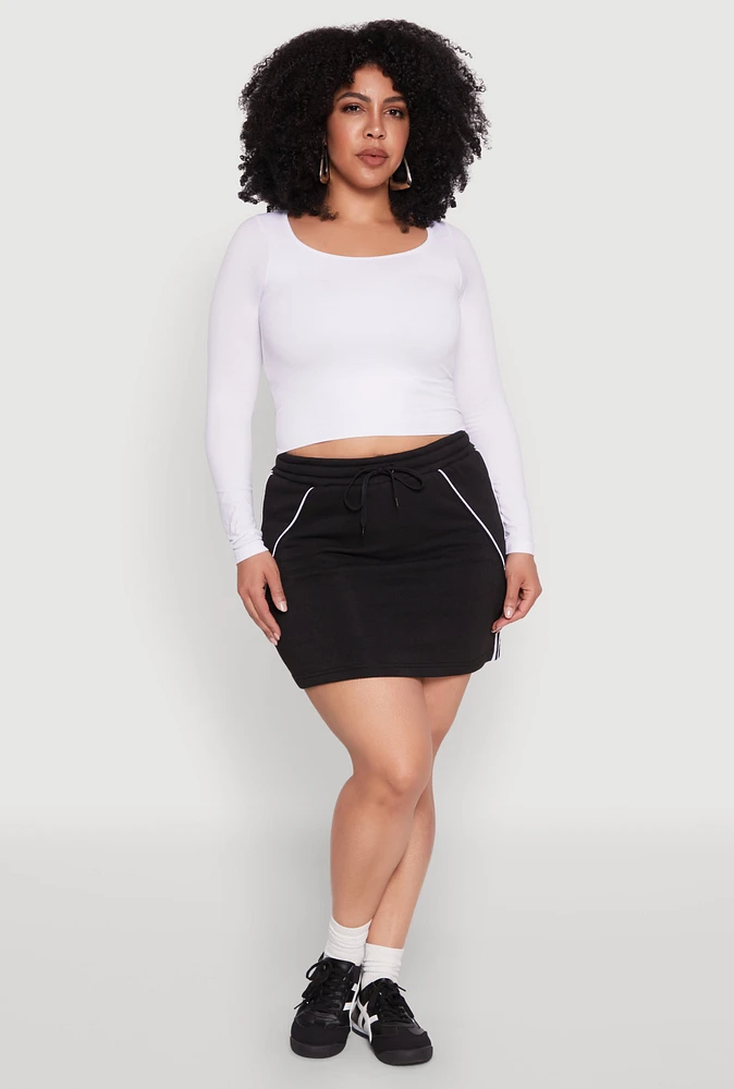 Womens Plus Contrast Trim Skort,