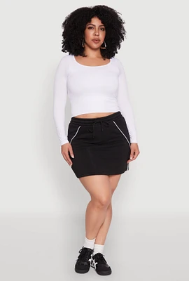 Womens Plus Contrast Trim Skort,