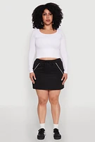 Womens Plus Contrast Trim Skort, Black,