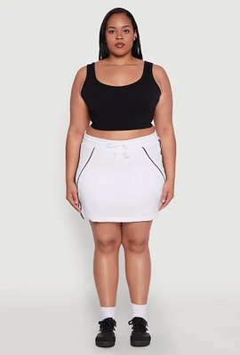 Womens Plus Size Contrast Trim Skort, White, Size 3X