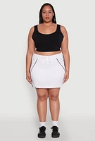 Womens Plus Size Contrast Trim Skort, White, Size 3X