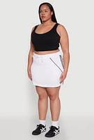 Womens Plus Size Contrast Trim Skort, White, Size 3X