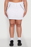 Womens Plus Size Contrast Trim Skort, White, Size 3X