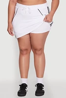 Womens Plus Size Contrast Trim Skort, White, Size 2X