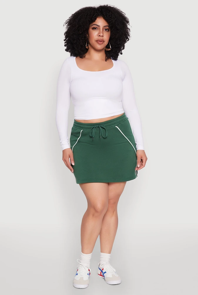 Womens Plus Size Contrast Trim Skort, Green, Size 3X