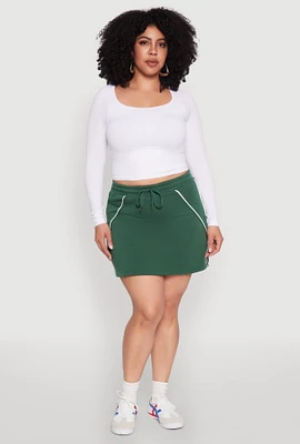 Womens Plus Size Contrast Trim Skort, Green, Size 3X