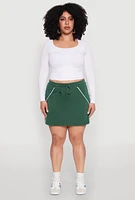 Womens Plus Size Contrast Trim Skort, Green, Size 3X