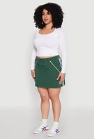 Womens Plus Size Contrast Trim Skort, Green, Size 3X