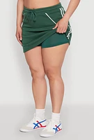 Womens Plus Size Contrast Trim Skort, Green, Size 3X