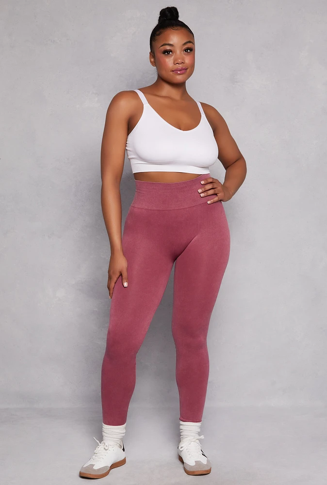 Womens Plus Acid Wash High Waist Leggings, 2X-3X