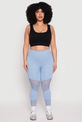 Womens Plus Fishnet Detail Seamless Leggings,
