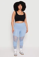 Womens Plus Fishnet Detail Seamless Leggings,