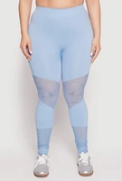 Womens Plus Fishnet Detail Seamless Leggings,