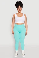 Womens Plus Size High Waisted Seamless Leggings, Blue, Size 2X-3X